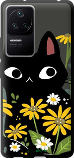TPU чехол Черный кот с цветами для Xiaomi Redmi K40S - 6448b-2582 изображение 
