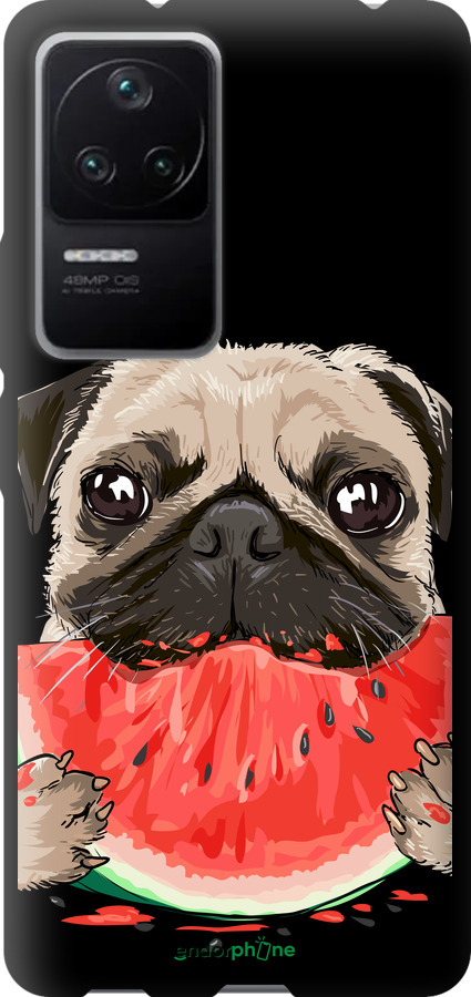 TPU чехол Мопс и арбуз для Xiaomi Redmi K40S - 4665b-2582 изображение 