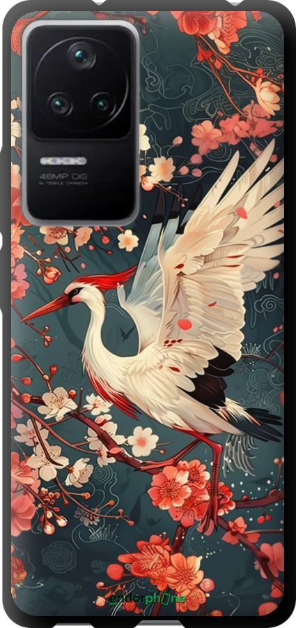 TPU чехол Сакура и аист для Xiaomi Redmi K40S - 6108b-2582 изображение 