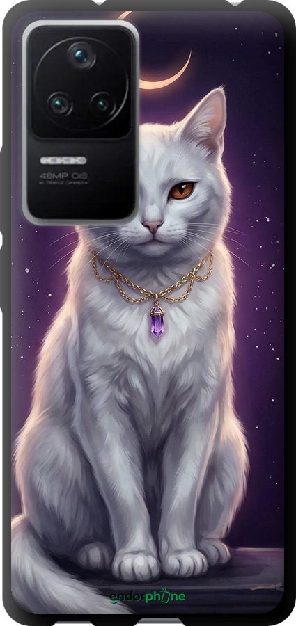 TPU чехол Mystic White Cat Gothic Dark Purple Gold для Xiaomi Redmi K40S - 6805b-2582 изображение 