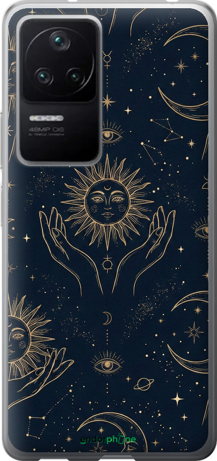Силиконовый чехол Celestial Harmony: Sun & Moon Gold Mystic Pattern для Xiaomi Redmi K40S - 6778u-2582 изображение 