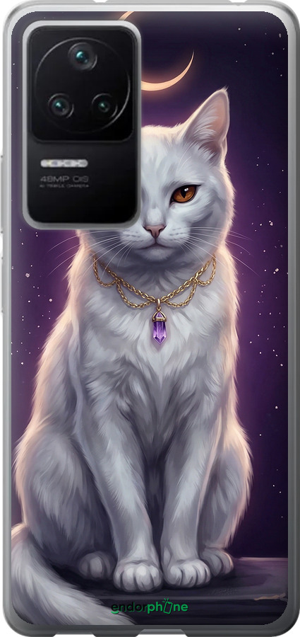 Силиконовый чехол Mystic White Cat Gothic Dark Purple Gold для Xiaomi Poco F4 - 6805u-3917 изображение 