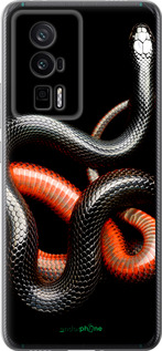 Силиконовый чехол Красно-черная змея на черном фоне для Xiaomi Redmi K60 Pro - 4063u-3457 изображение 