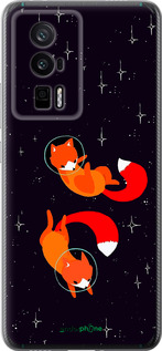 Силиконовый чехол Лисички в космосе для Xiaomi Redmi K60 Pro - 4519u-3457 изображение 