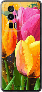 Силиконовый чехол Нарисованные тюльпаны для Xiaomi Redmi K60 Pro - 5990u-3457 изображение 
