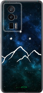 Силиконовый чехол Горы и звезды нарисованы на фоне галактики для Xiaomi Redmi K60 Pro - 6490u-3457 изображение 