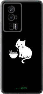 Силиконовый чехол С милым котом на черном фоне для Xiaomi Redmi K60 Pro - 6528u-3457 изображение 