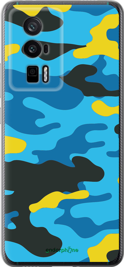 Силиконовый чехол Желто-голубой камуфляж для Xiaomi Redmi K60 Pro - 1084u-3457 изображение 