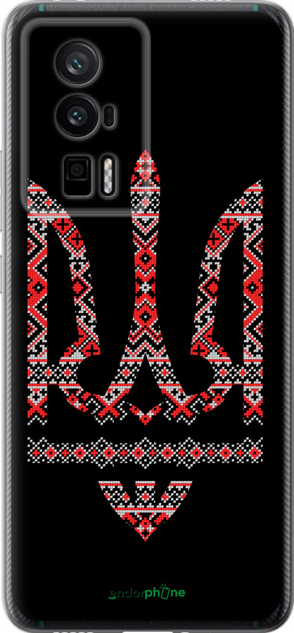Силиконовый чехол Герб - вышиванка на черном фоне для Xiaomi Redmi K60 Pro - 1196u-3457 изображение 