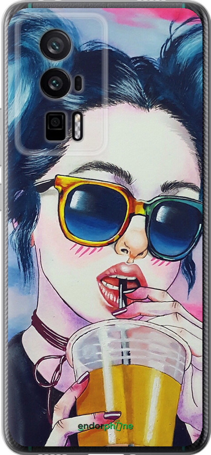 Силиконовый чехол Арт-девушка в очках для Xiaomi Redmi K60 Pro - 3994u-3457 изображение 