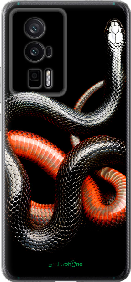 Силиконовый чехол Красно-черная змея на черном фоне для Xiaomi Redmi K60 Pro - 4063u-3457 изображение 