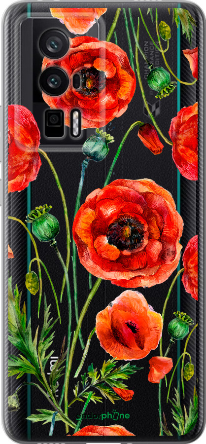 Силиконовый чехол Нарисованные маки для Xiaomi Redmi K60 Pro - 4278u-3457 изображение 