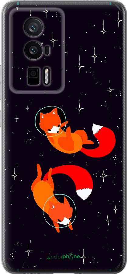 Силиконовый чехол Лисички в космосе для Xiaomi Redmi K60 Pro - 4519u-3457 изображение 