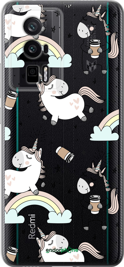 Силиконовый чехол Единорог и кофе для Xiaomi Redmi K60 Pro - 4661u-3457 изображение 