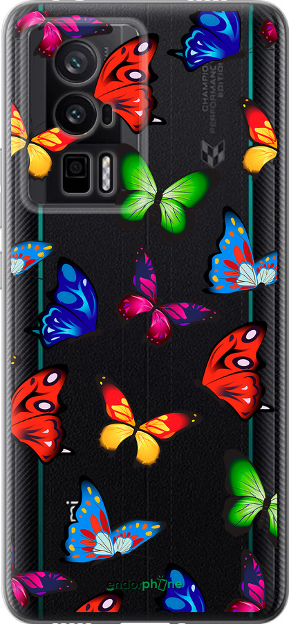 Силиконовый чехол Красочные мотыльки для Xiaomi Redmi K60 Pro - 4761u-3457 изображение 