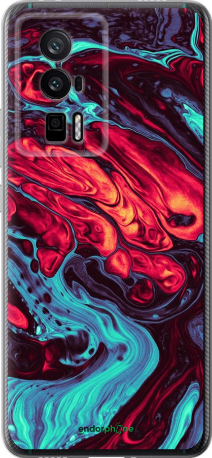 Силиконовый чехол Синяя красная абстакция для Xiaomi Redmi K60 Pro - 5339u-3457 изображение 