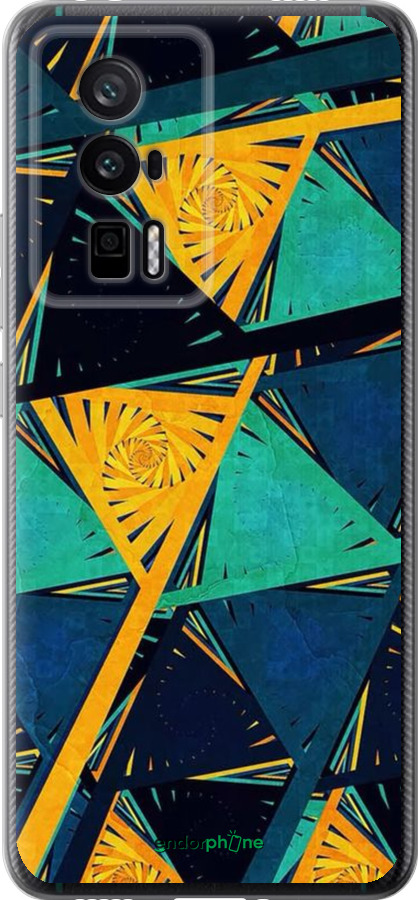 Силиконовый чехол Арт, абстракция, желтый, синий для Xiaomi Redmi K60 Pro - 5382u-3457 изображение 
