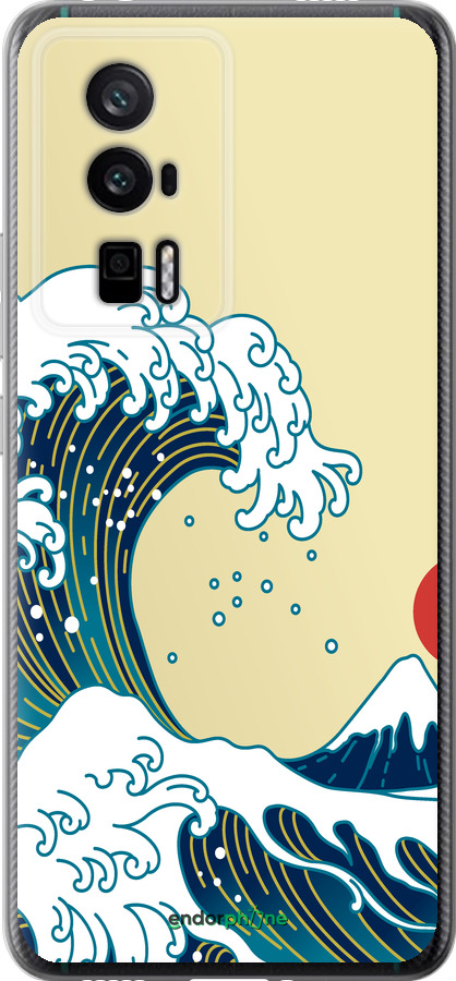 Силиконовый чехол Японские волны для Xiaomi Redmi K60 Pro - 5533u-3457 изображение 