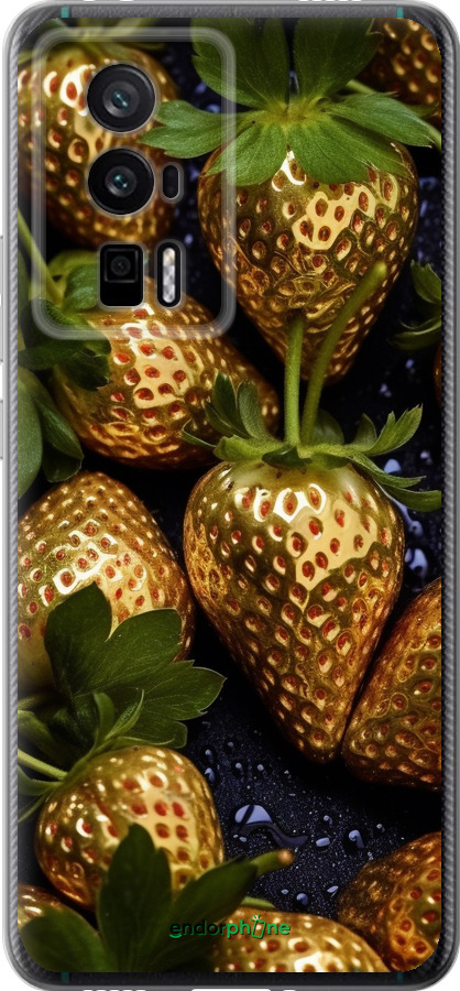 Силиконовый чехол Золотая клубника для Xiaomi Redmi K60 Pro - 5637u-3457 изображение 