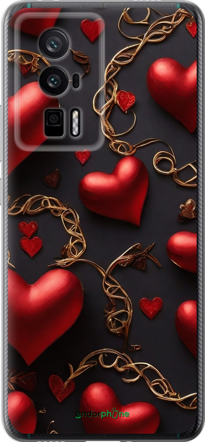 Силиконовый чехол Сердечки для Xiaomi Redmi K60 Pro - 5831u-3457 изображение 