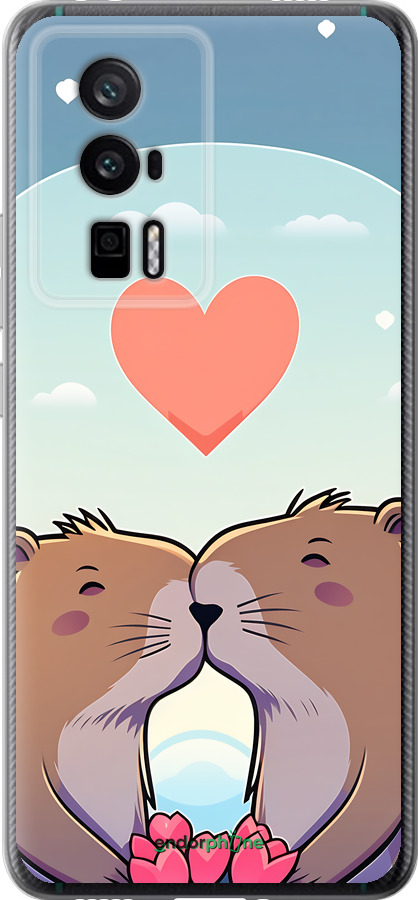 Силіконовий чехол Капібара кохання для Xiaomi Redmi K60 Pro - 6027u-3457 изображение 