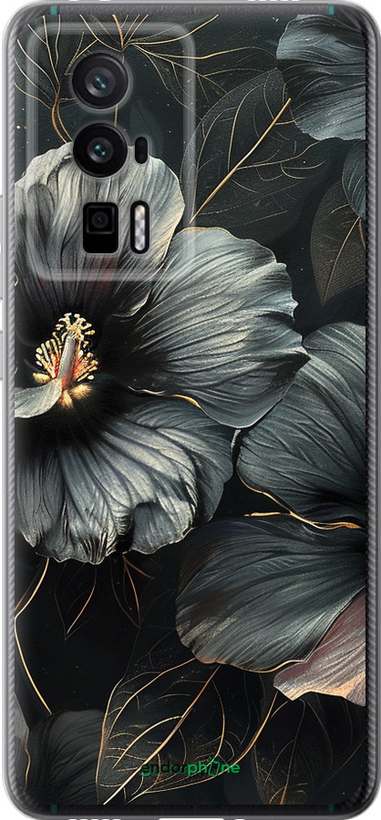 Силиконовый чехол Черные цветы для Xiaomi Redmi K60 Pro - 6031u-3457 изображение 