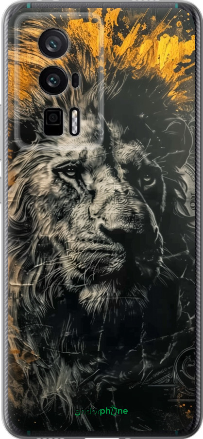 Силіконовий чехол Лев у золотих фарбах для Xiaomi Redmi K60 Pro - 6155u-3457 изображение 