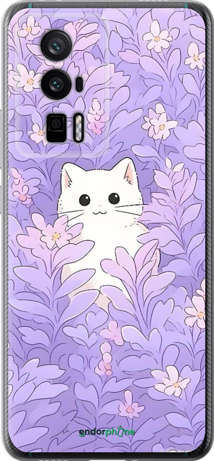 Силиконовый чехол Котик в цветах для Xiaomi Redmi K60 Pro - 6390u-3457 изображение 