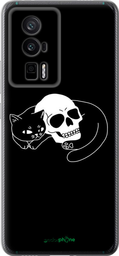 Силиконовый чехол С изображением кота и черепа для Xiaomi Redmi K60 Pro - 6491u-3457 изображение 