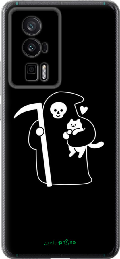 Силиконовый чехол Минималистичный арт: смерть и кошка для Xiaomi Redmi K60 Pro - 6529u-3457 изображение 