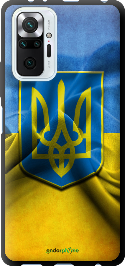 

TPU чорний чохол "Прапор та герб України" для Xiaomi Redmi Note 10 Pro, Блакитний