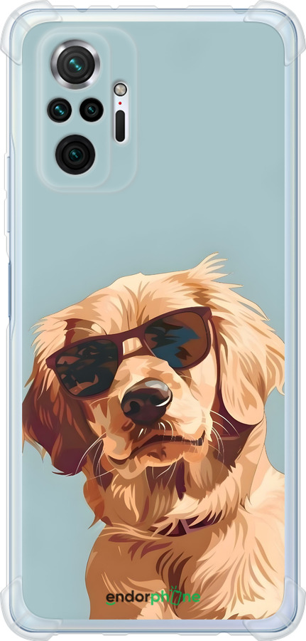 Силикон с усиленными углами чехол Пес в очках для Xiaomi Redmi Note 10 Pro - 6381sp-2297 изображение 