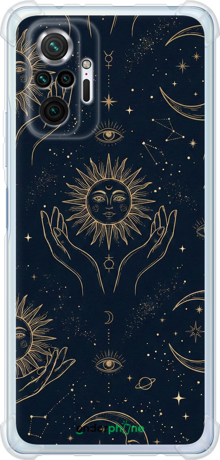 Силіконовий протиударний с посиленими кутами чехол Celestial Harmony: Sun & Moon Gold Mystic Pattern для Xiaomi Redmi Note 10 Pro - 6778sp-2297 изображение 