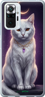Силіконовий чехол Mystic White Cat Gothic Dark Purple Gold для Xiaomi Redmi Note 10 Pro - 6805u-2297 изображение 