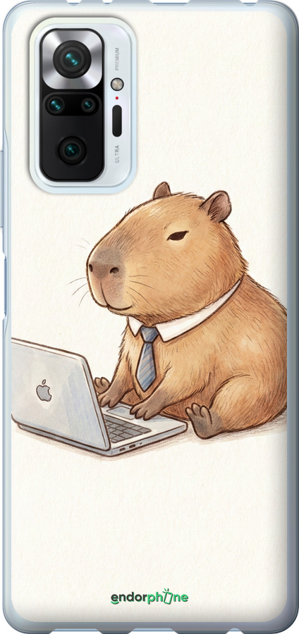 Силіконовий чехол Funny Capybara CEO Working для Xiaomi Redmi Note 10 Pro - 6777u-2297 изображение 