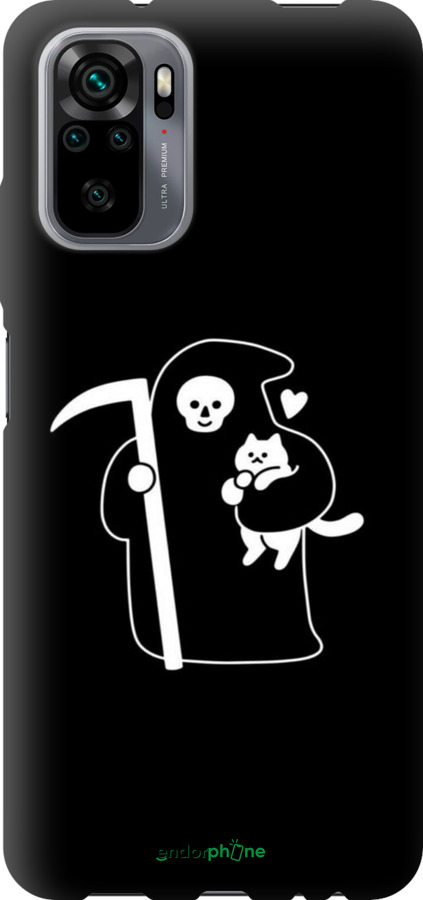 TPU чехол Минималистичный арт: смерть и кошка для Xiaomi Redmi Note 10 - 6529b-2277 изображение 