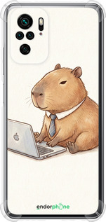 Силикон с усиленными углами чехол 'Funny Capybara CEO Working' для Xiaomi Redmi Note 10S изображение 2