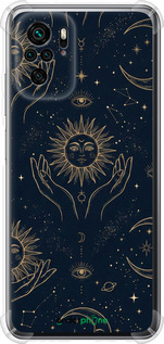 Силикон с усиленными углами чехол Celestial Harmony: Sun & Moon Gold Mystic Pattern для Xiaomi Redmi Note 10 - 6778sp-2277 изображение 