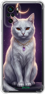 Силикон с усиленными углами чехол Mystic White Cat Gothic Dark Purple Gold для Xiaomi Redmi Note 10 - 6805sp-2277 изображение 