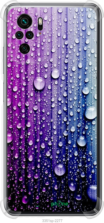 

Силіконовий протиударний с посиленими кутами чохол "Краплини води" для Xiaomi Redmi Note 10, Синій