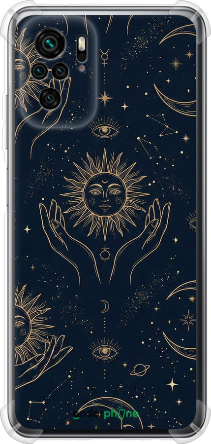 Силикон с усиленными углами чехол Celestial Harmony: Sun & Moon Gold Mystic Pattern для Xiaomi Redmi Note 10 - 6778sp-2277 изображение 