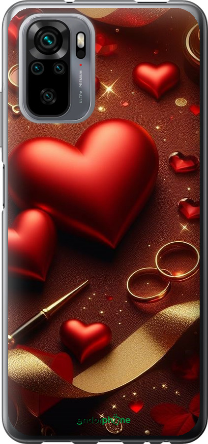Силиконовый чехол Сердечки v3 для Xiaomi Redmi Note 10 - 5833u-2277 изображение 