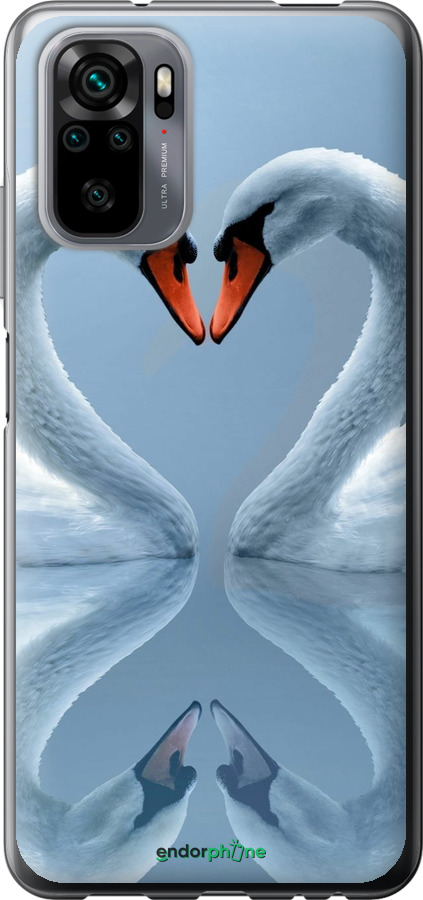 Силиконовый чехол Лебеди для Xiaomi Redmi Note 10 - 6007u-2277 изображение 