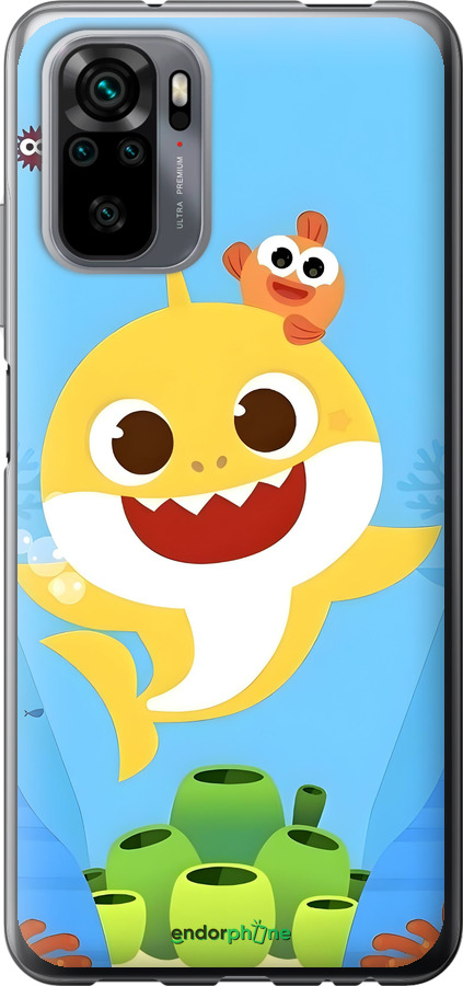 Силиконовый чехол Бейби Шарк для Xiaomi Redmi Note 10 - 6303u-2277 изображение 