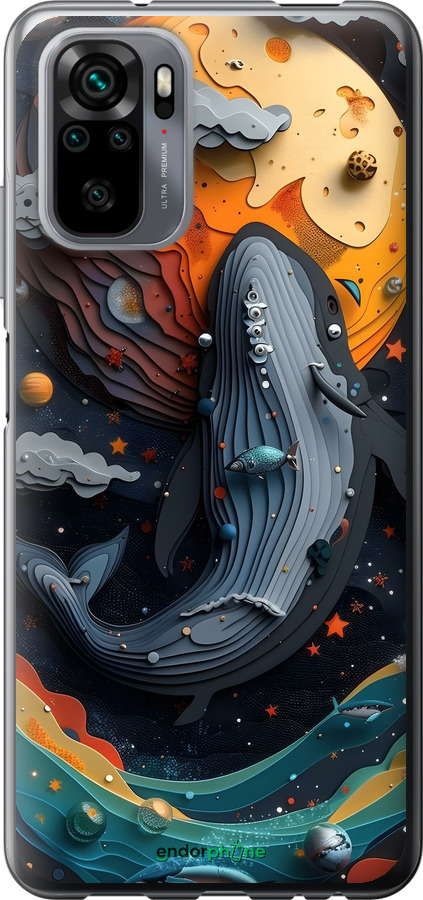 Силіконовий чехол Кит у космосі для Xiaomi Redmi Note 10 - 6328u-2277 изображение 