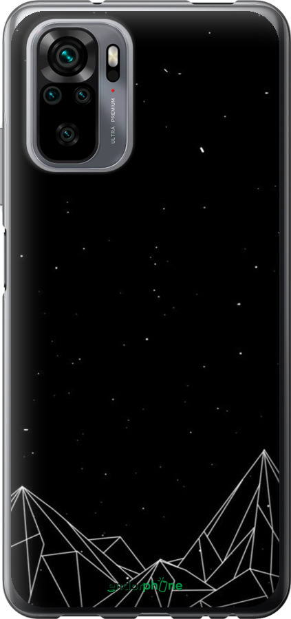 Силиконовый чехол Черно белые абстрактные горы для Xiaomi Redmi Note 10 - 6437u-2277 изображение 