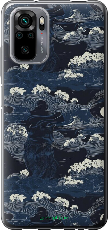 Силиконовый чехол Морская тематика в стиле арт-деко для Xiaomi Redmi Note 10 - 6520u-2277 изображение 