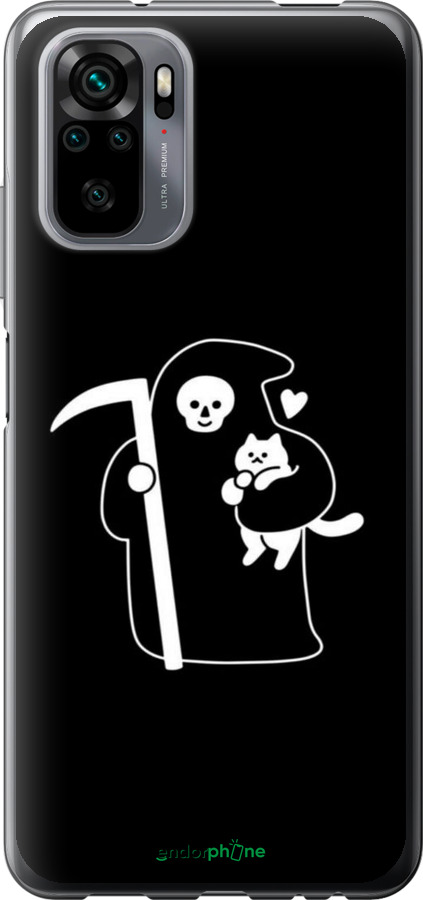 Силиконовый чехол Минималистичный арт: смерть и кошка для Xiaomi Redmi Note 10 - 6529u-2277 изображение 