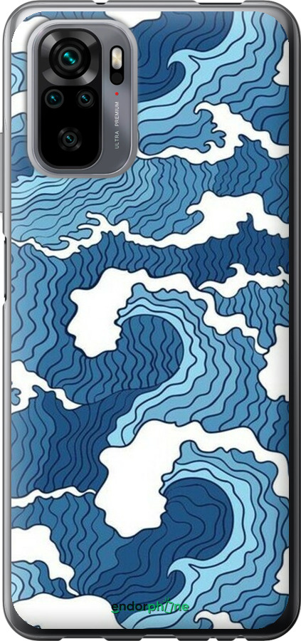 Силіконовий чехол Абстрактний малюнок морських хвиль для Xiaomi Redmi Note 10 - 6538u-2277 изображение 
