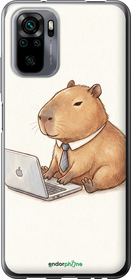 Силіконовий чехол Funny Capybara CEO Working для Xiaomi Redmi Note 10 - 6777u-2277 изображение 